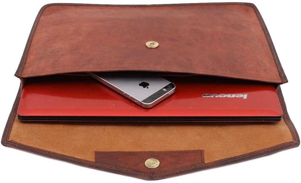 Leather Laptop Sleeve 13 inch, Leather Laptop Sleeve Case with Zipper