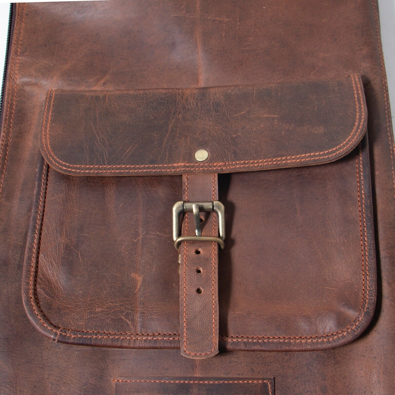 Leather Drumstick Bag With Zip Brown Vintage Style Leather 